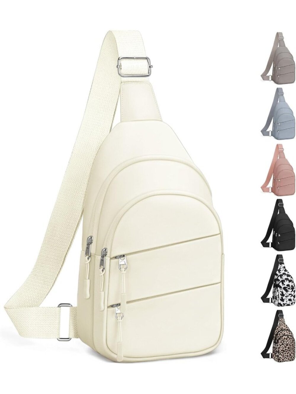 Women's Beige Lightweight Small Hiking Sling Outdoors Travel Crossbody Bags